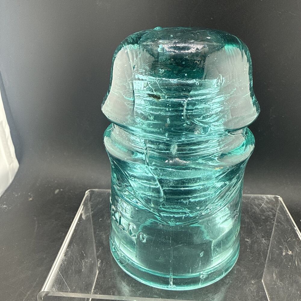 Vintage AM Tel & Tel Co 38 Aqua Glass Threaded Telegraph Telephone Insulator - Picture 3 of 8
